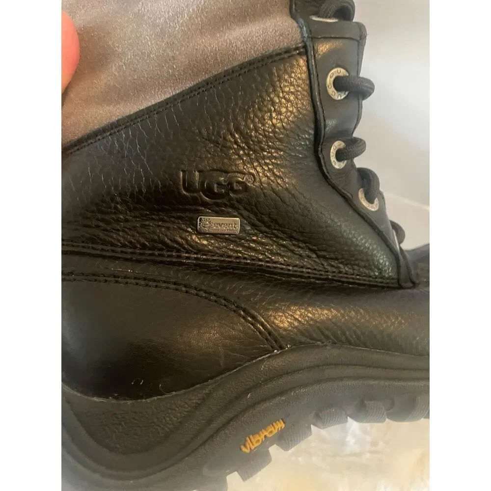 UGG Adirondack III Tall Boots Size 7 Black Grey Suede Leather Waterproof